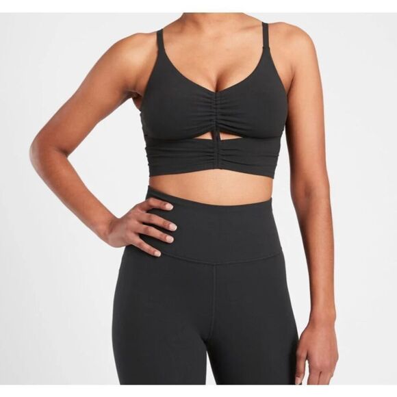 Athleta Other - Athleta A-C Cinch Longline Bra Size XL Black Adjustable Strap Sporty Athletic